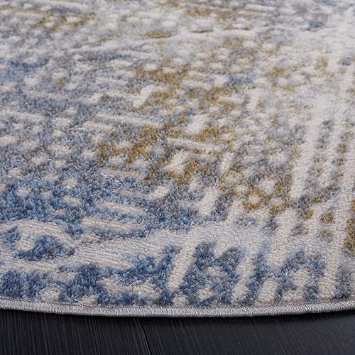 Miniatura 3 de Safavieh Palma Collection PAM346A - Alfombra redonda de 6 pies 7 pulgadas color beige y azul claro moderna contemporánea abstracta no desprende