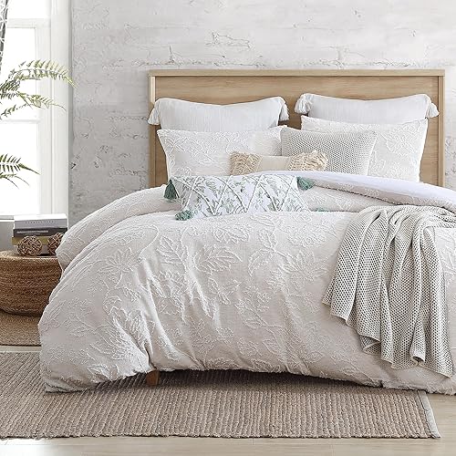 Miniatura 2 de Peri Home Folky - Juego de edredón y funda de almohada de 3 piezas de jacquard floral, matrimonialqueen, beige natural