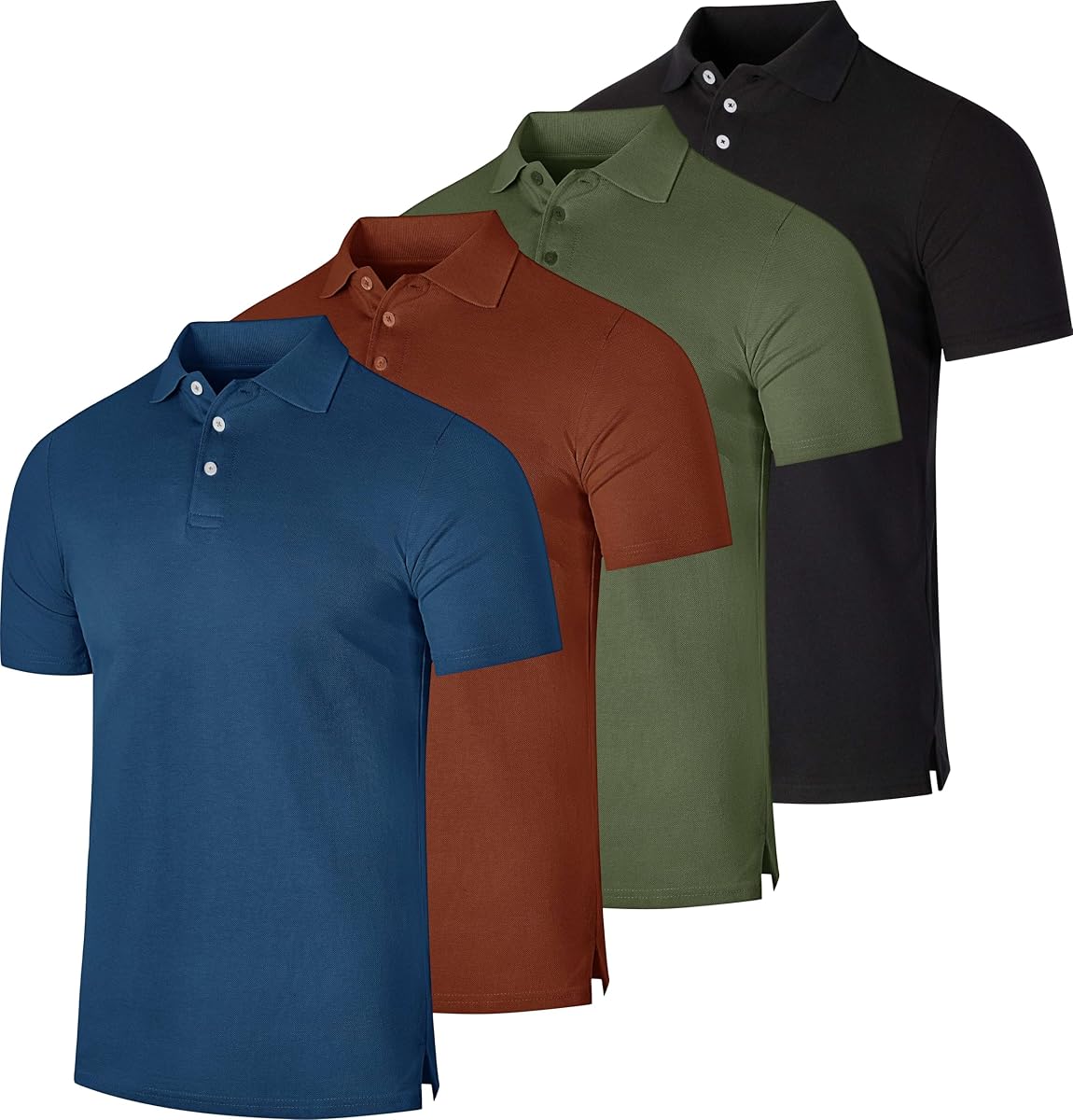 4 Pack Men's Cotton Pique Polo Shirts Short Sleeve Collared Golf Work | Available In Big & Tall, Casual, Business, Knit, Summer, Classic, Sports, Athletic, Tennis , Camisetas Algodon Hombres