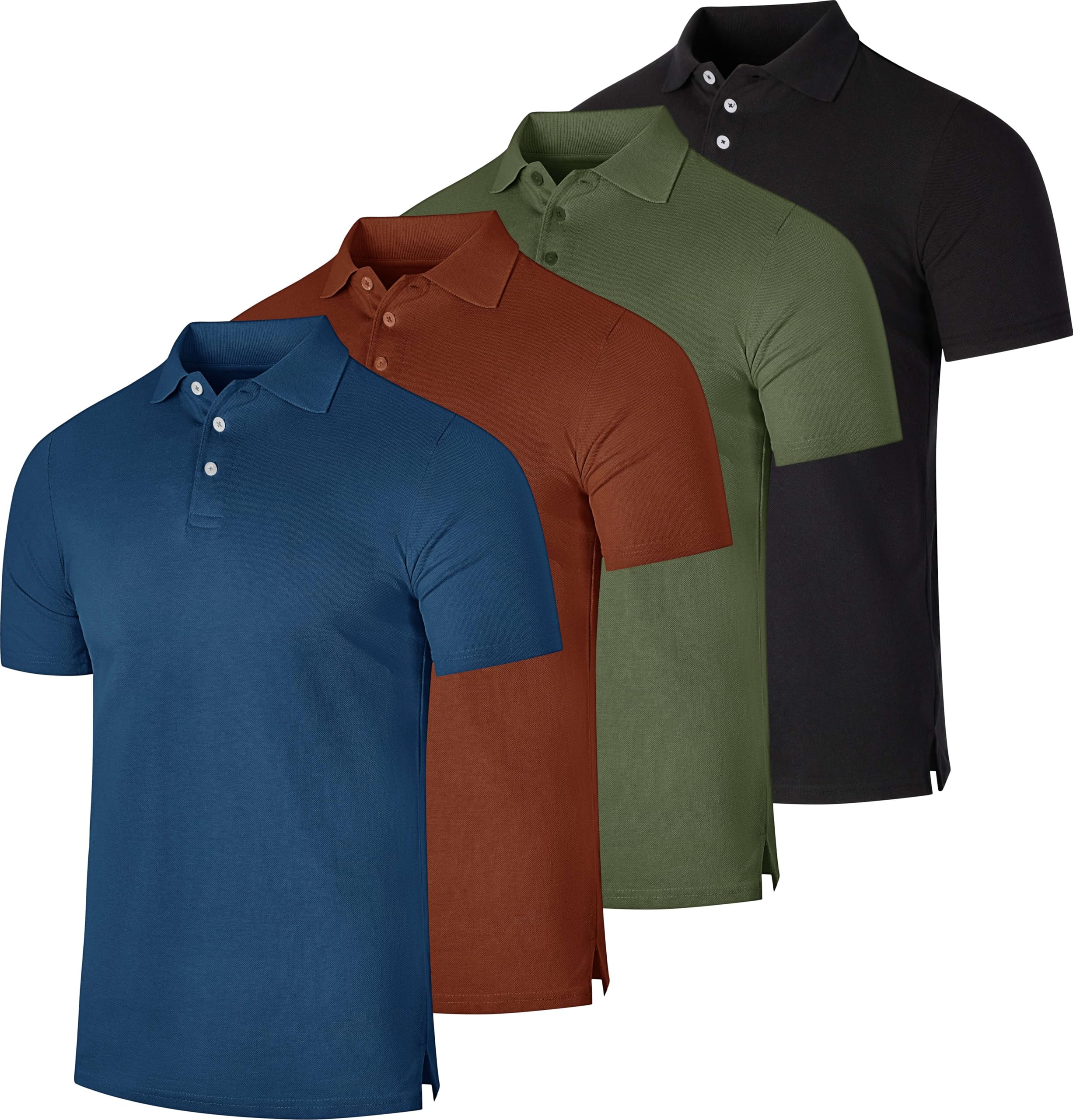 Real Essentials 4 Pack: Men's Cotton Short Sleeve Polo