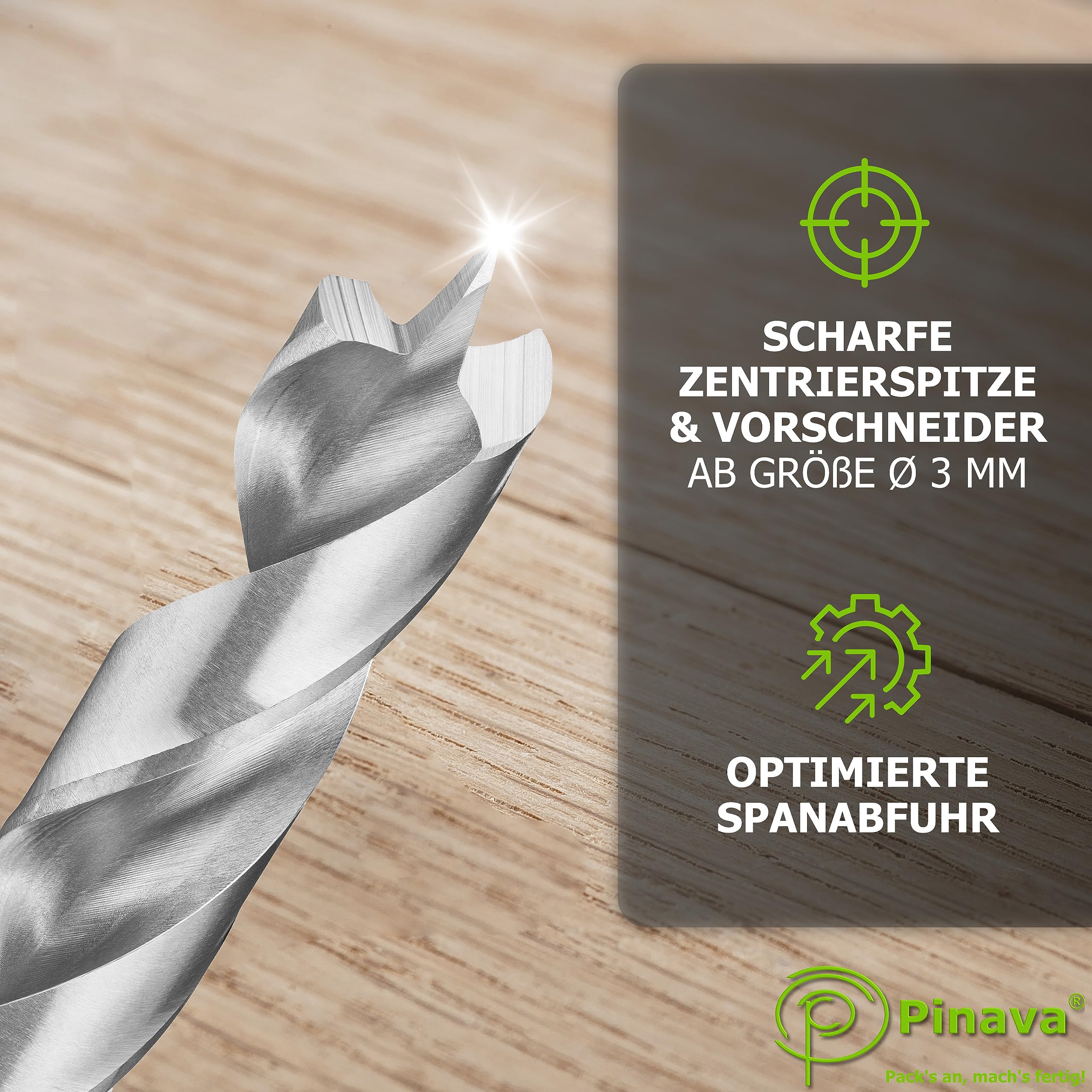 Pinava® Zestaw wiertła do drewna 1-13 mm trwałe ostre i precyzyjne 25-częściowy HSS-G