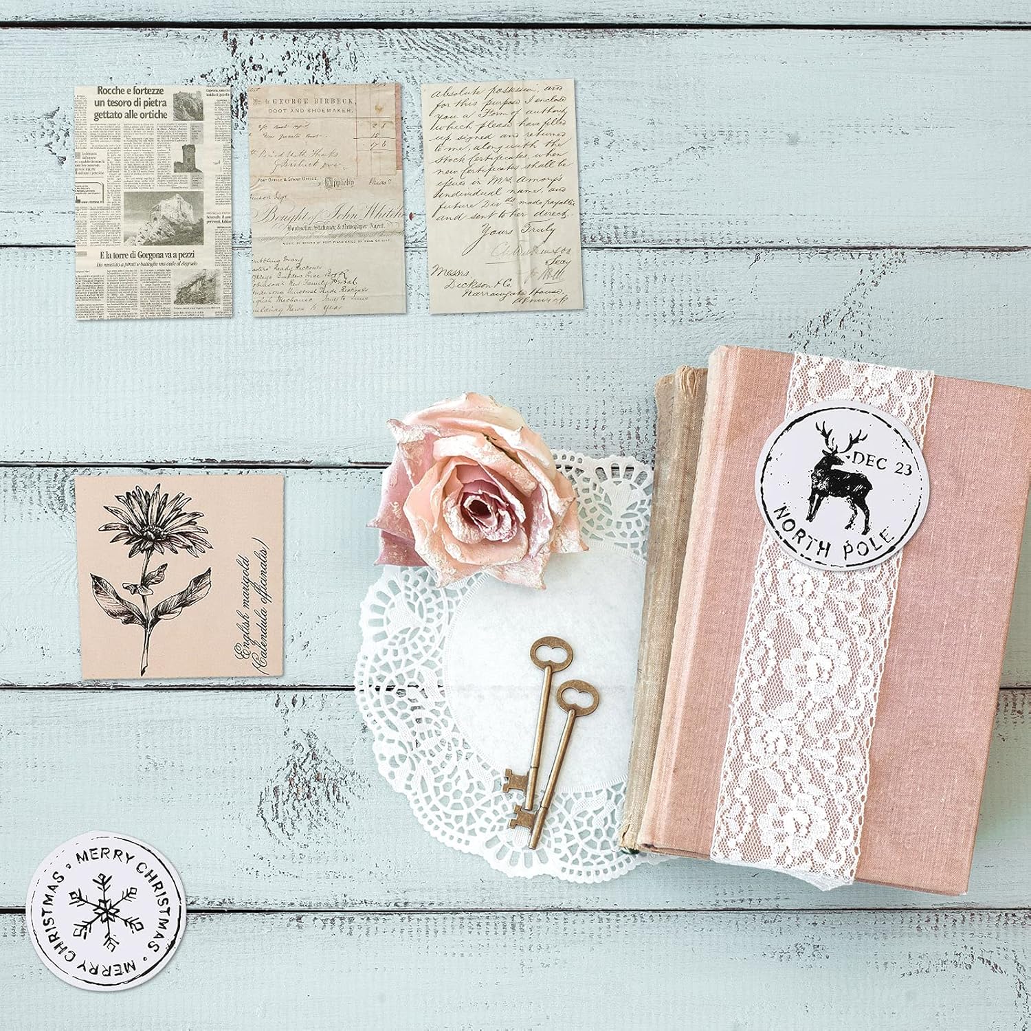 120 Pieces Vintage Scrapbooking Stickers DIY Journaling Scrapbook Adhesive Washi Paper Stamp Stickers Antique Retro Natural Collection Stickers Diary Journal Embellishment Supplies (Artsy Style)