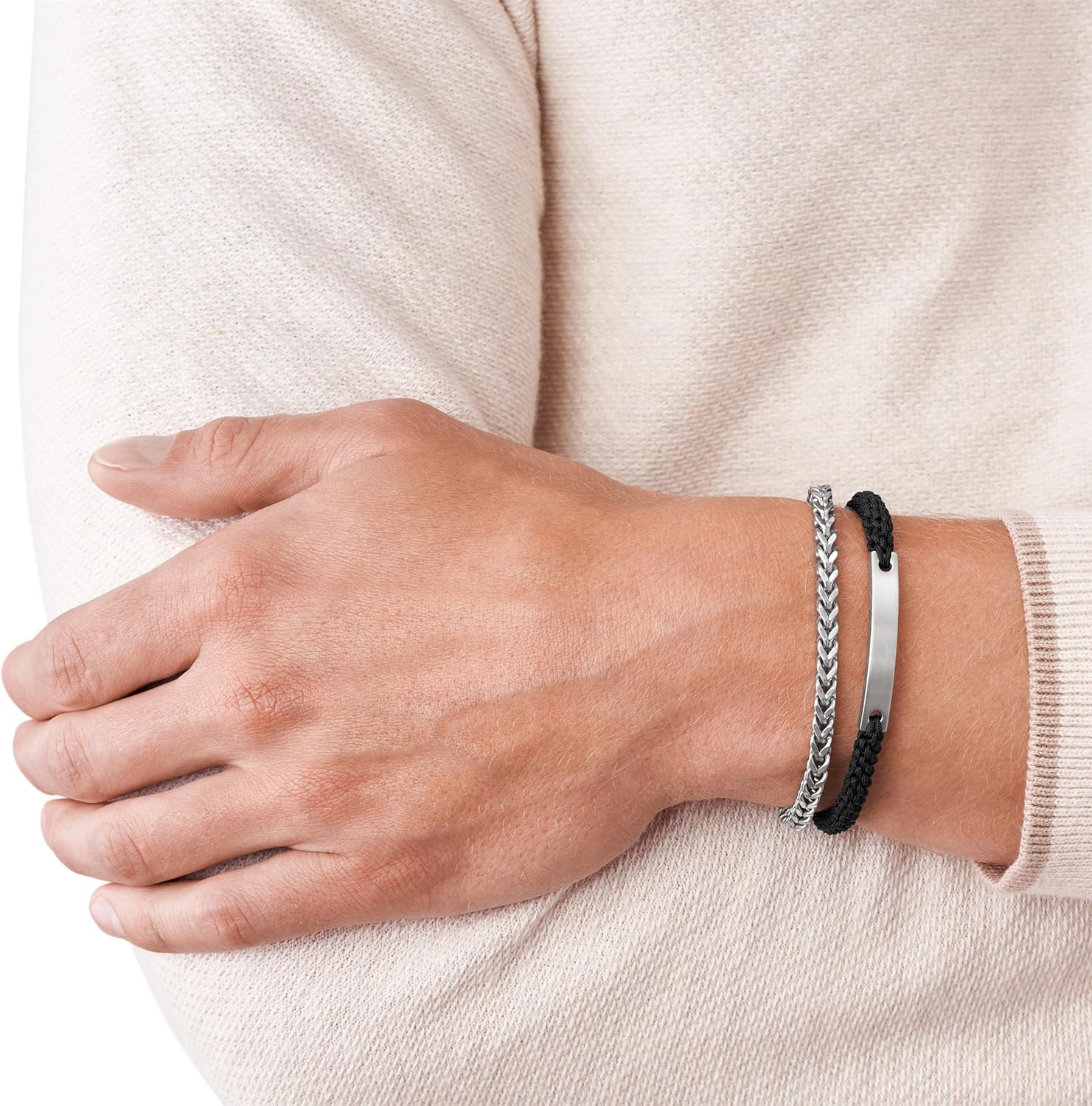 Fossil Men's Plated Stainless Steel Engravable Personalized Gift ID, Chain or Cuff Bracelet for Men - Image 3