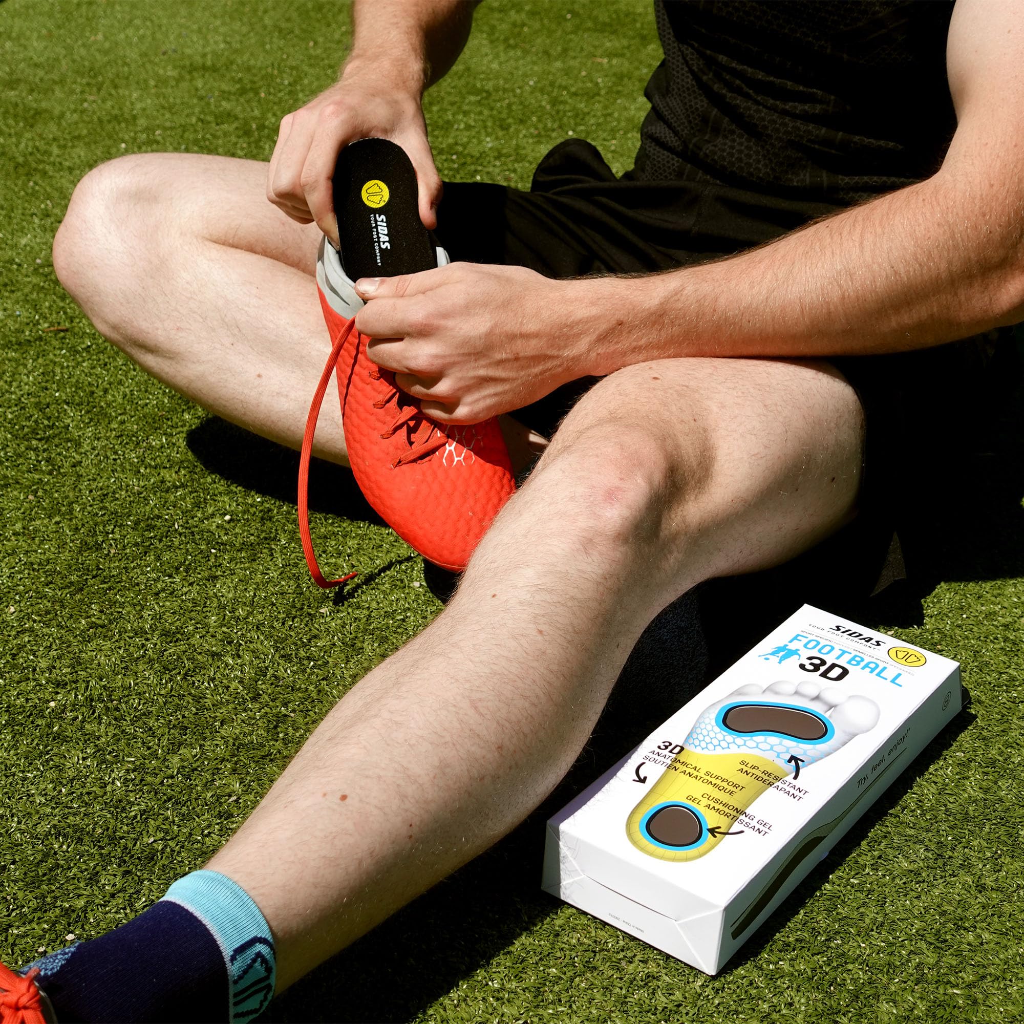 Sidas Semelles 3D Football, Adaptées aux Crampons, Grip Anti-Dérapant, Coque TPU et Pad en Gel pour Un Amorti et Soutien du Pied