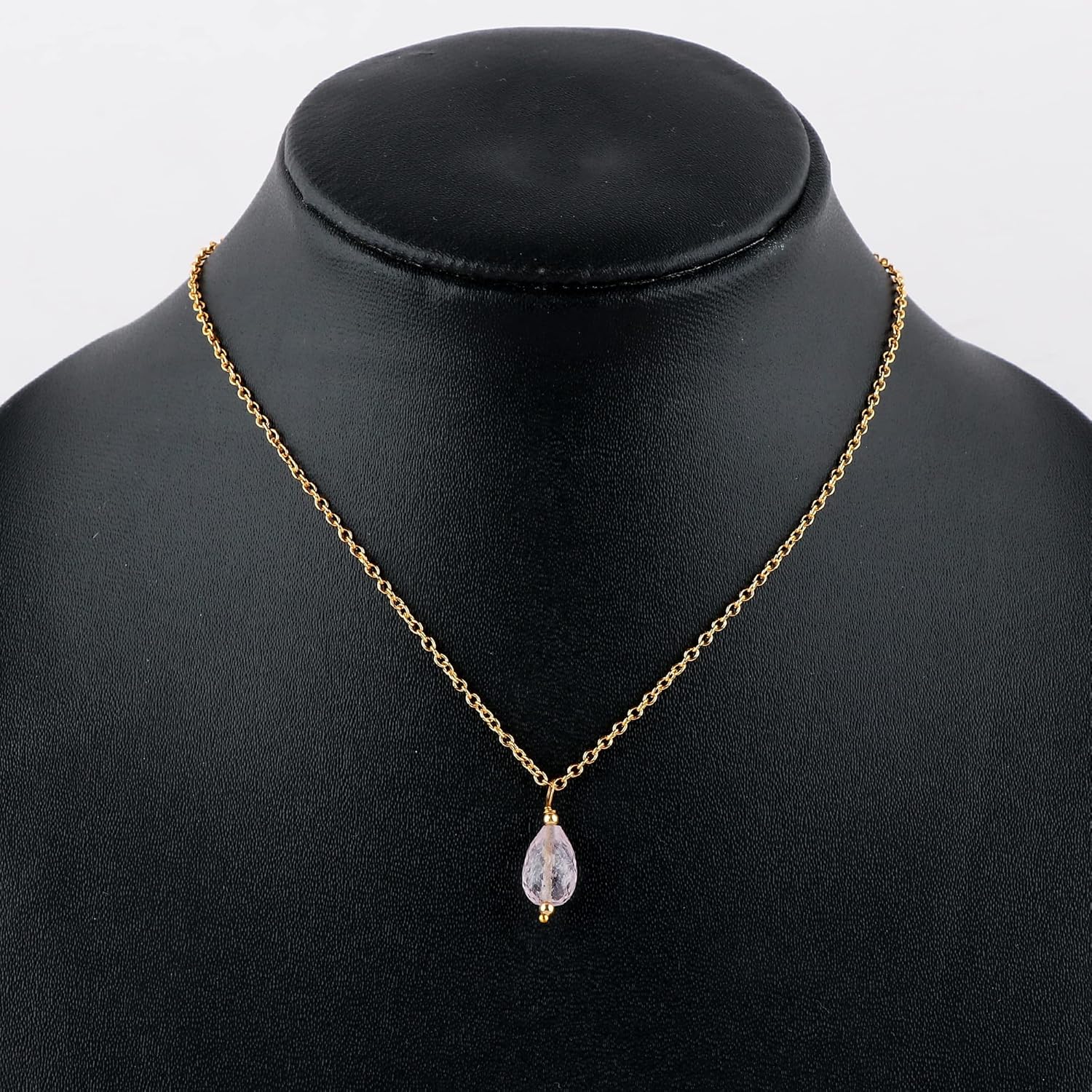 Morganite Faceted Pendant Necklace for Women | Natural Pink Gemstone Jewelry | Gold Plated Chain 16+2 Inch Adjustable | Healing Crystal Love Statement Necklace - Image 4