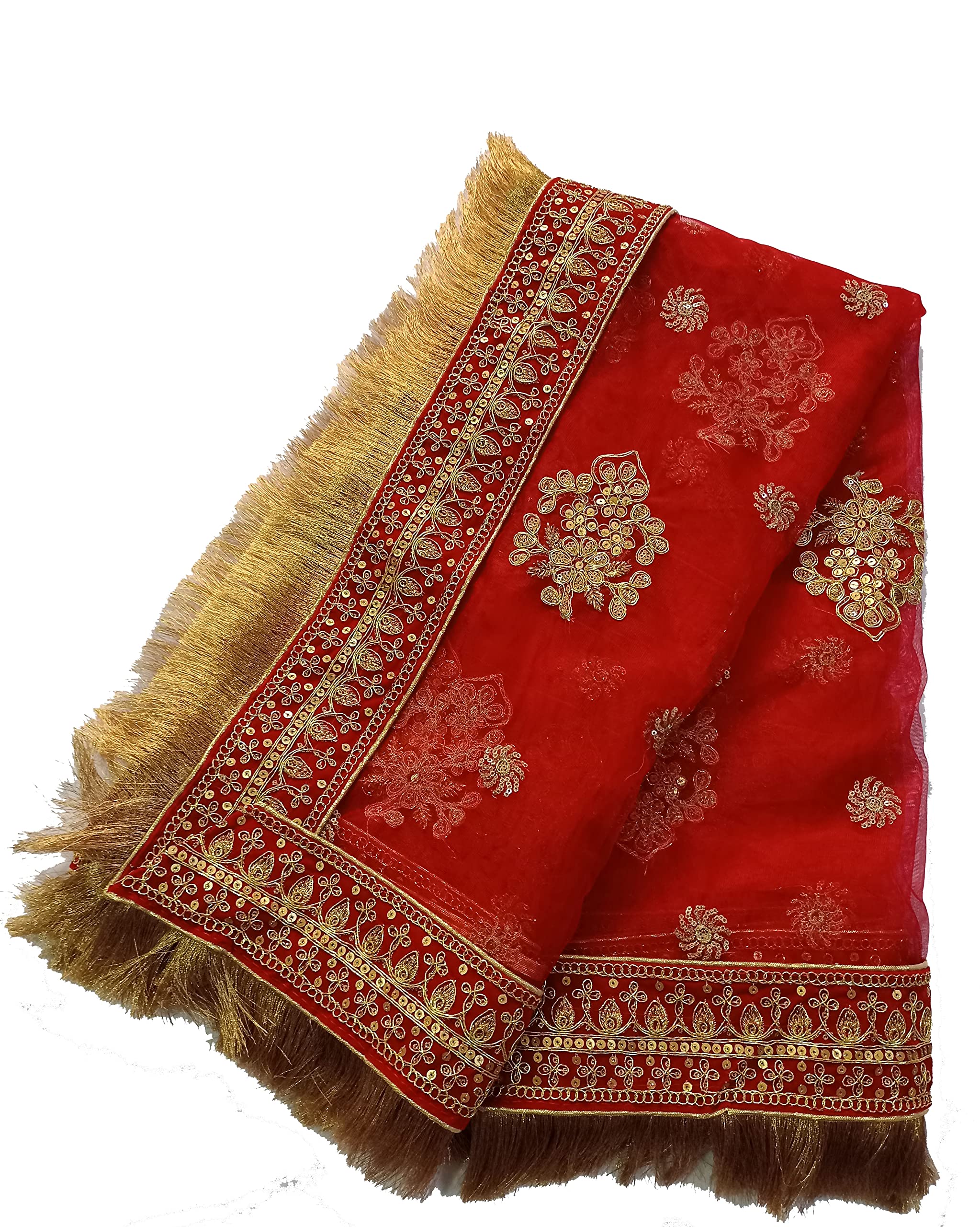 Women Net Red Bridal Dupatta With Border 2.05 Mtr-image-42