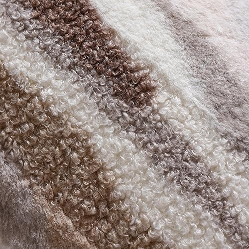 Miniatura 2 de Juego de 2 fundas de almohada esponjosas para sofá, de 18 x 18 pulgadas, con diseño de boucle neutro, de piel sintética, decoración estética de