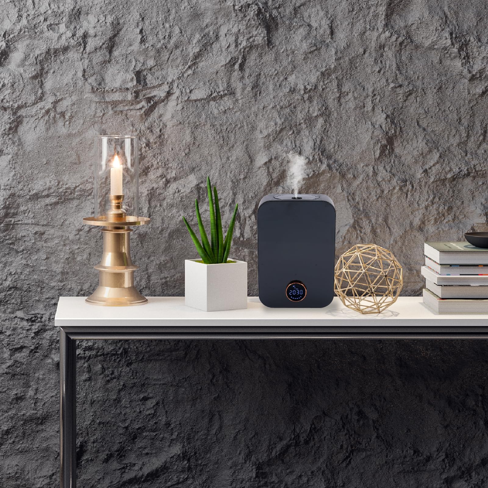 Diffuseur Parfum Maison – Montage Mural, Réglage par Minuterie, Machine D'arômes pour La Maison, l'hôtel, la Touche de Bouton/contrôle Bluetooth, diffuseur huiles essentielles(Noir)