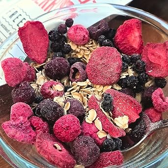 Super-Berry Red Freeze Dried Fruit Mix | XXL 500g Pure Natural Dried Berries Mix | Freeze Dried Sweets Strawberry Slices - Raspberry - Wild Blueberry - Sour Cherry | Superfood Smoothie Blend