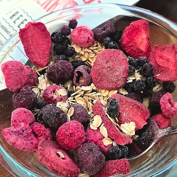 Super-Berry Red Freeze Dried Fruit Mix | XXL 500g Pure Natural Dried Berries Mix | Freeze Dried Sweets Strawberry Slices - Raspberry - Wild Blueberry - Sour Cherry | Superfood Smoothie Blend