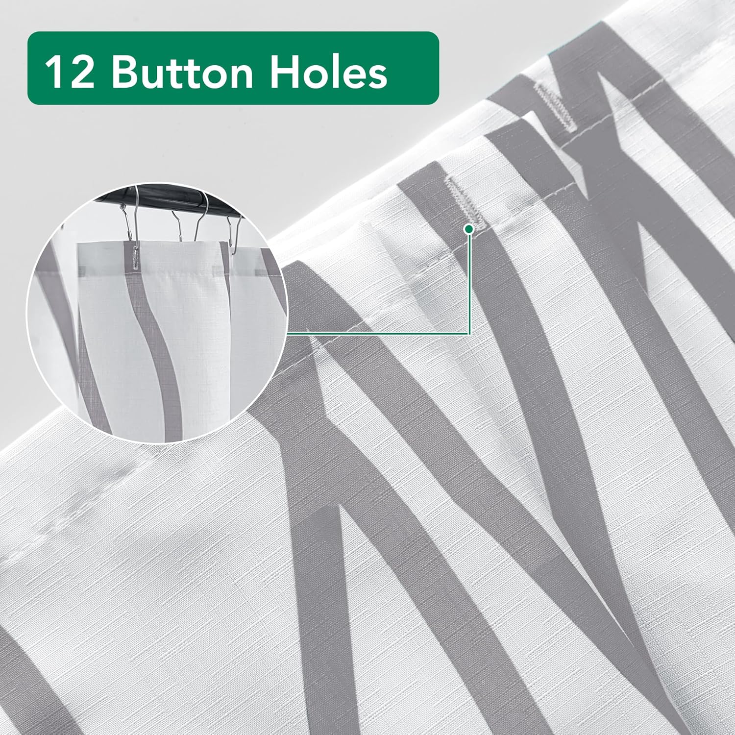 Biscaynebay Extra Long Textured Fabric Shower Curtain 72 W x 84 L, Silver Grey Striped Printed Linen Modern Hotel Luxury Quality Cloth Bathroom Curtains Machine Washable (Pack of 2)