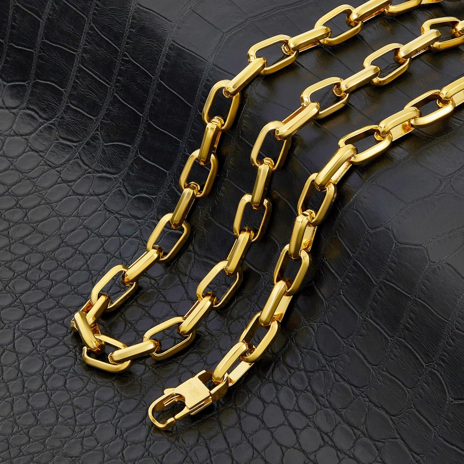 Invicta Jewelry Men's Beveled Edge Large Nautical Oval Link Chain Necklace (10mm) - 24" - Image 3