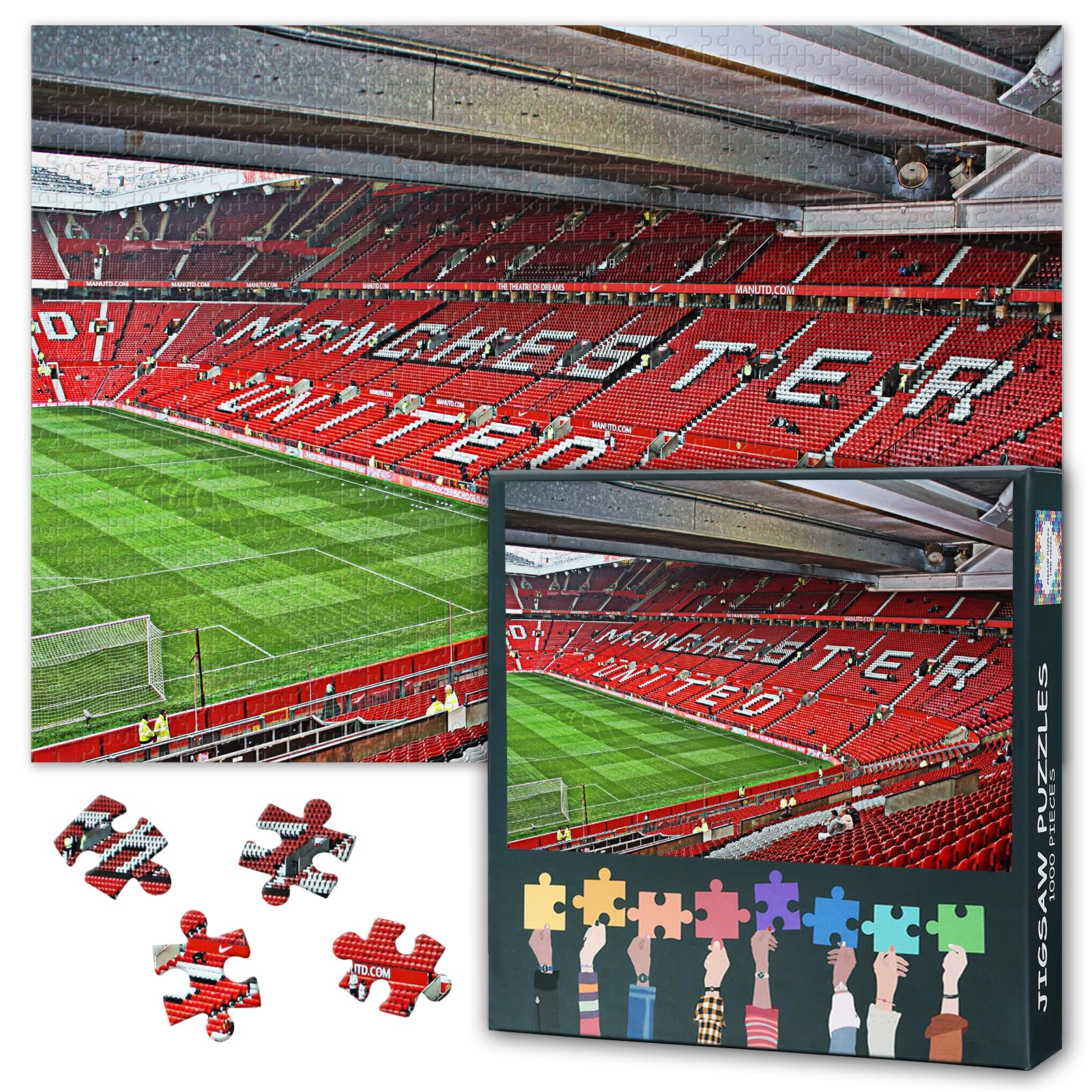 Old Trafford English Football Stadium Jigsaw Puzzle 1000 Pieces – Manchester United Modern Sports Arena Scene in Stunning Detail | 50x70cm Finished Artwork