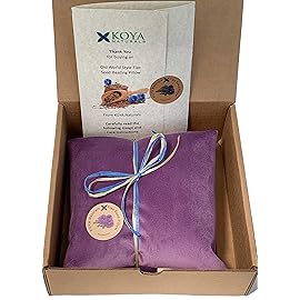 KOYA Naturals Soft Velvet Flax Seed Pillow with Lavender - Microwave Heating Pad - Microwavable Moist Heat Pack - for Neck, Muscle, Joint, Stomach Pain, Menstrual Cramps - Warm Wrap (Purple)