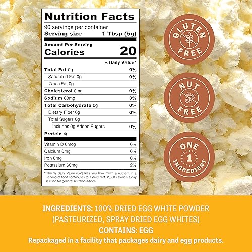 Miniatura 16 de Judee's Gluten Free Proteína en polvo de clara de huevo seca, pasteurizada, sin gluten y sin OMG - Merengues esponjosos, 8 onzas