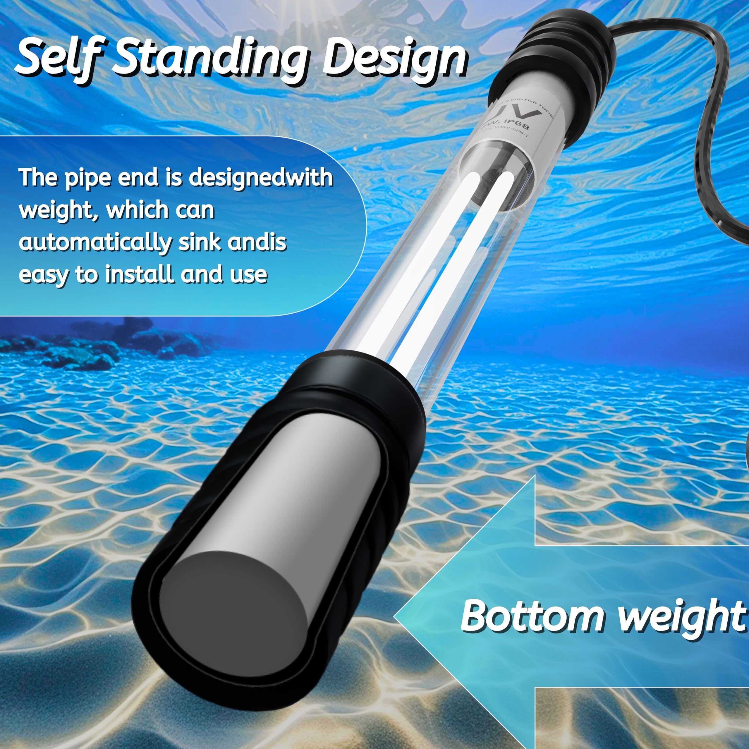 Luce UV per laghetto per acquario, chiarificatore UV per laghetto da 100-2000 galloni, filtro UV per laghetto koi, spa, grande acquario con luce UV, per controllo delle alghe e stagni