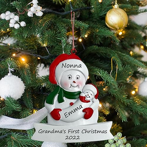 Miniatura 8 de Adorno de Navidad para abuela y 2 nietos, adorno para abuelo y 2 nietos, adorno personalizado para abuela y 2 bendiciones 2023