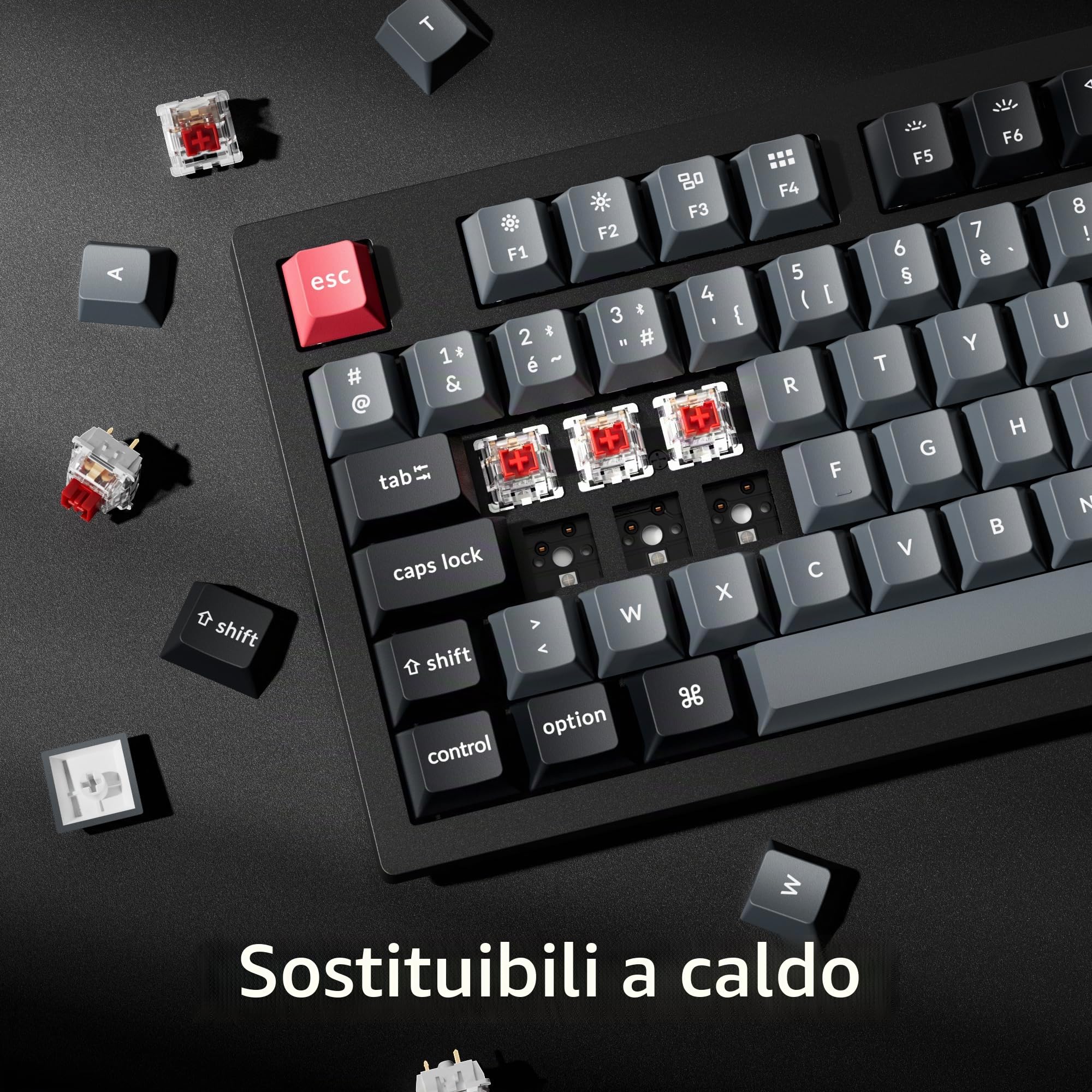 Keychron K10 Pro Tastiera Meccanica 100% AZERTY, Bluetooth 5.1 e Cavo USB-C, Compatibile QMK/Via, Retroilluminazione RGB, Batteria da 4000 mAh, Tastiera Gamer Wireless per Mac e Windows, Switch Rosso