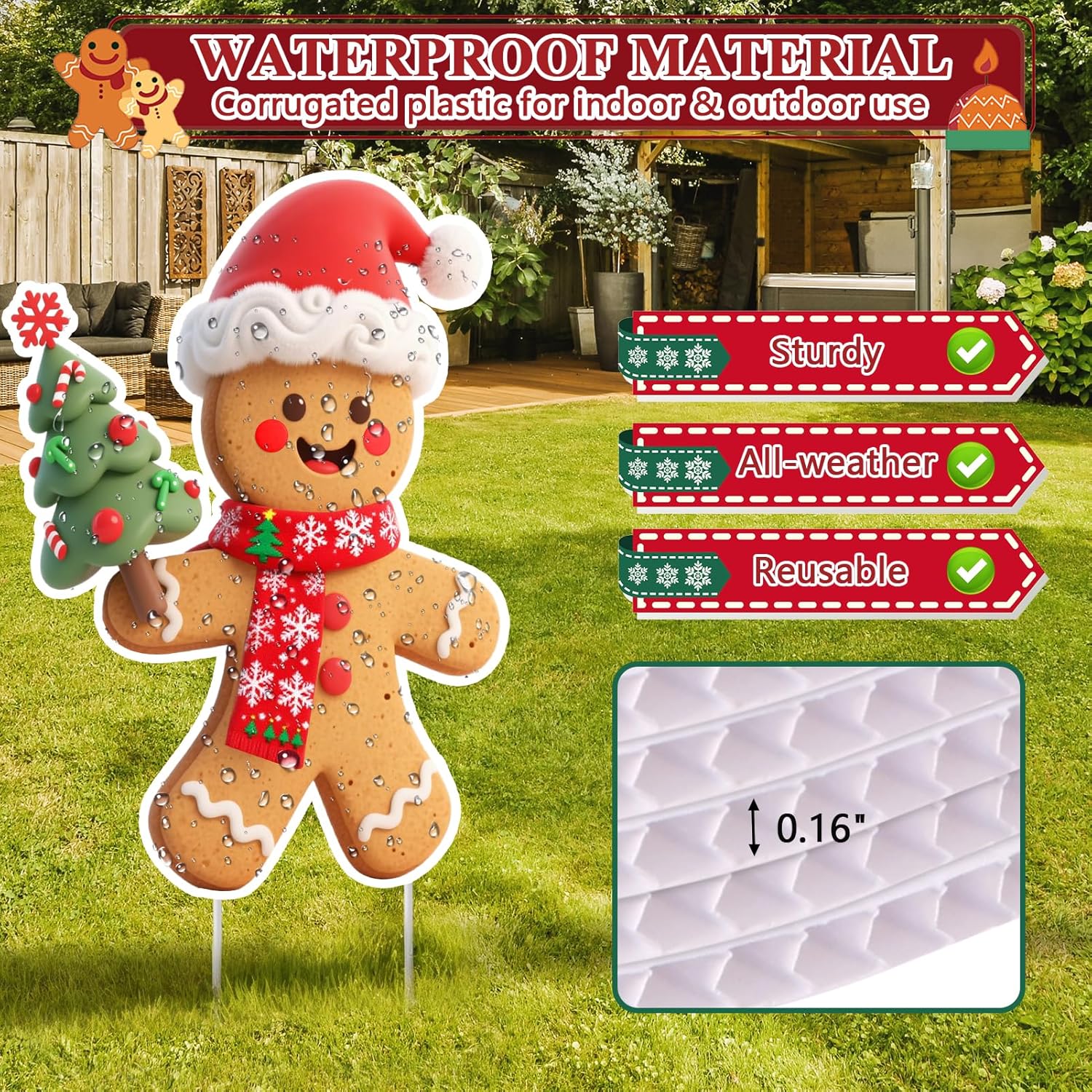 Remiawy Gingerbread Outdoor Christmas Decorations, 10 PCS Christmas Yard Signs, Gingerbread Lawn Stakes for Outdoor Decor, Ginger Bread Man for Winter Xmas Garden Walkway Pathway Holiday Decorations - Image 4