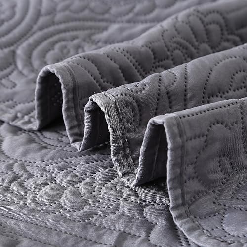 Miniatura 4 de ENJOHOS Colcha de verano tamaño King, edredón ligero de 3 piezas, colcha reversible de microfibra en relieve King con fundas de almohada para cama