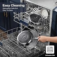 Vista 5 de Juego de Sartenes Antiadherentes, Sartenes Híbridas No Tóxicas de 8, 10 y 12 Pulgadas con Tapas, Aptas para Lavavajillas y Horno, Listas