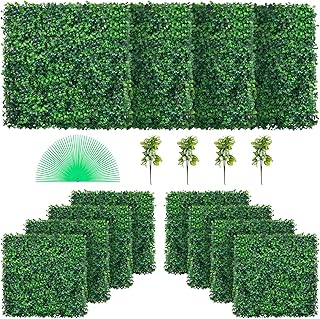 VEVOR 12PCS 20x20inch Artificial Boxwood Panels,Boxwood Hedge Wall Panels,Artificial Grass Backdrop Wall 1.6“,Privacy Hedge Screen UV Protected for Outdoor Indoor Garden Fence Backyard