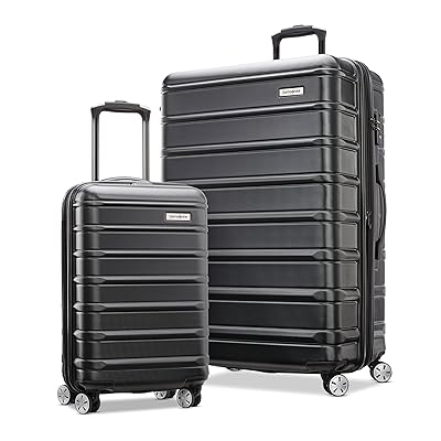 Samsonite Omni 2-2 Piece 19/28 Hardside Luggage with 360° Spinner Wheels - Scratch Resistant Hardshell - TSA, Airline-Approved - Expandable Polycarbonate Lightweight - Midnight Black