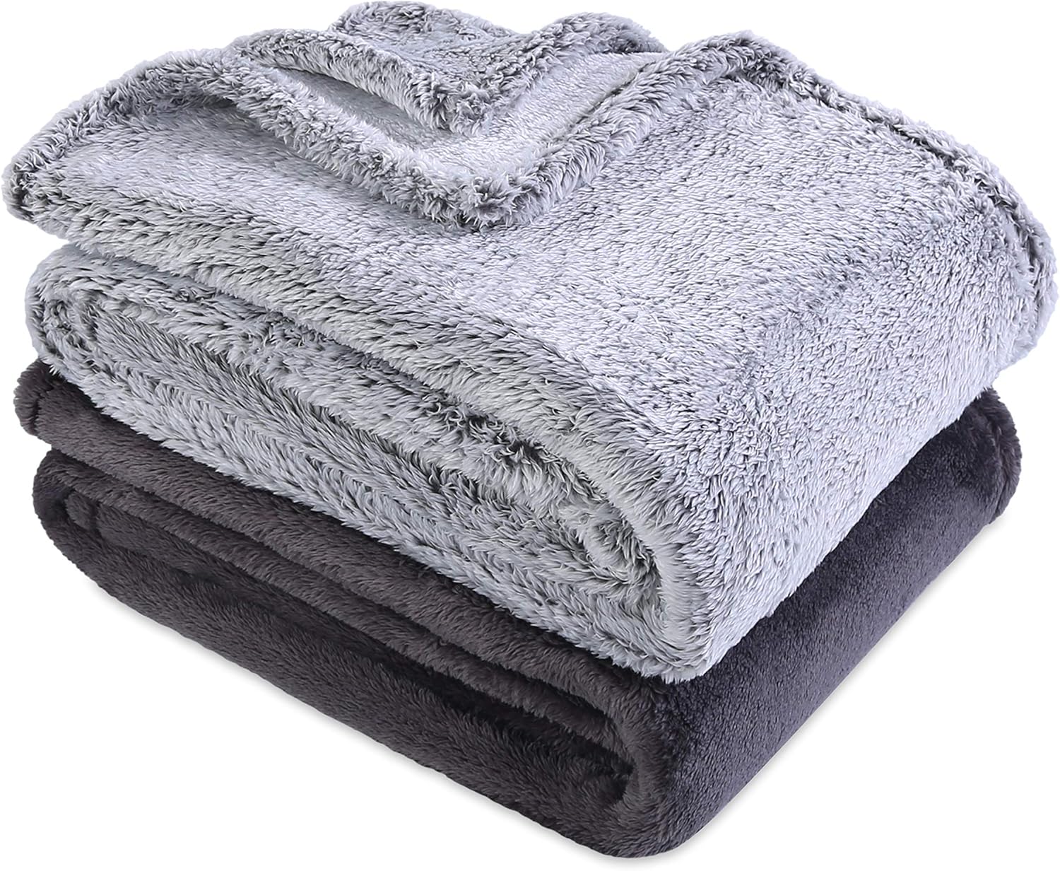Berkshire Blanket ExtraFluffy Tipped & Solid 2 Pack Super