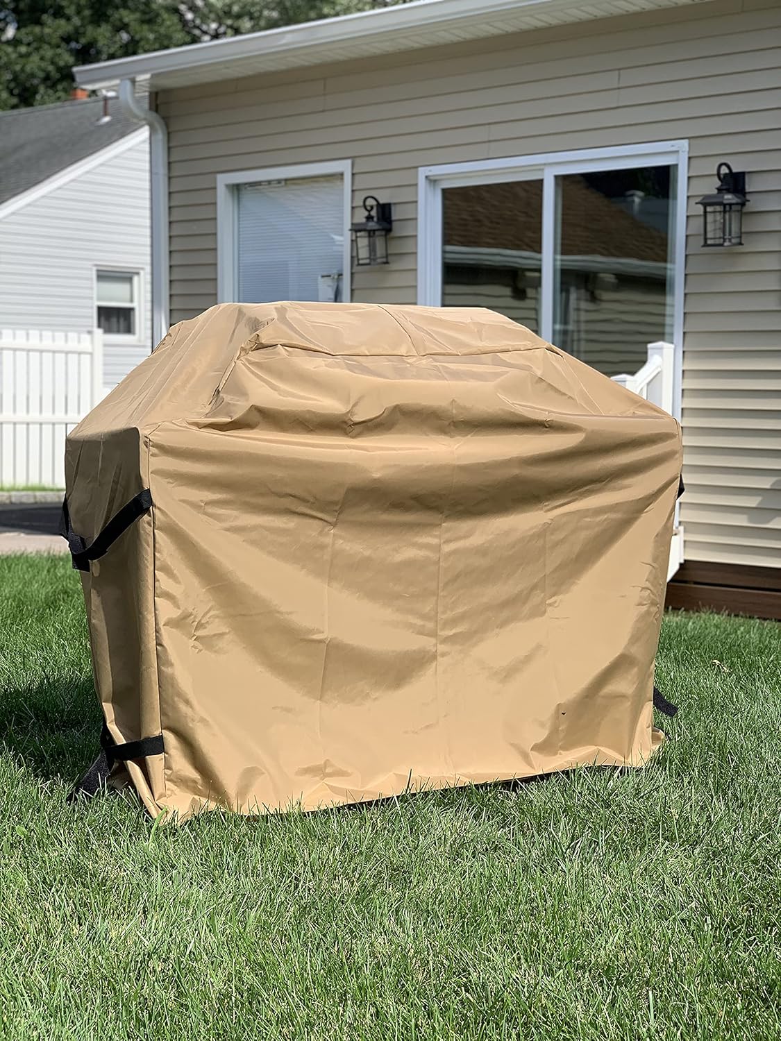 Comp Bind Technology Cover, Compatible with Char-Broil Modular Outdoor Kitchen TRU‑Infrared 5 Burner Grill Model 463246118, Tan Padded Outdoor, Waterproof Cover Dimensions 52.5''W x 26.4''D x 47''H