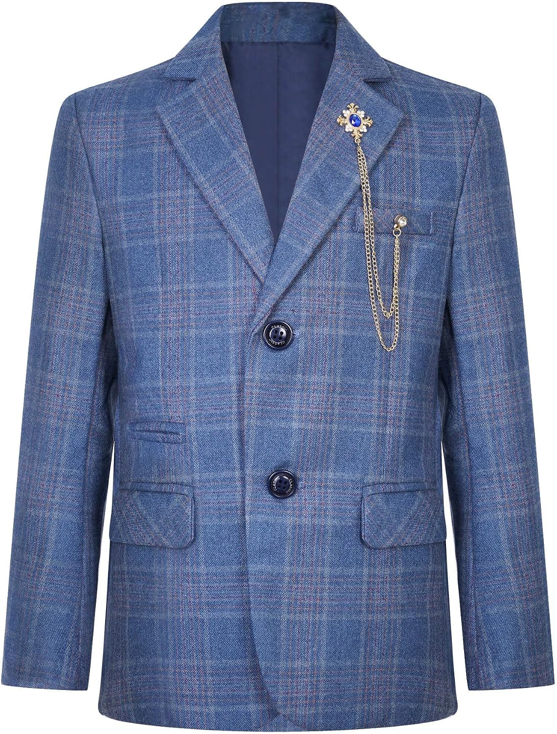 Kids Boy Plaid Blazer Formal School Uniform Jacket Notched Lapel Sport Coats Outfits