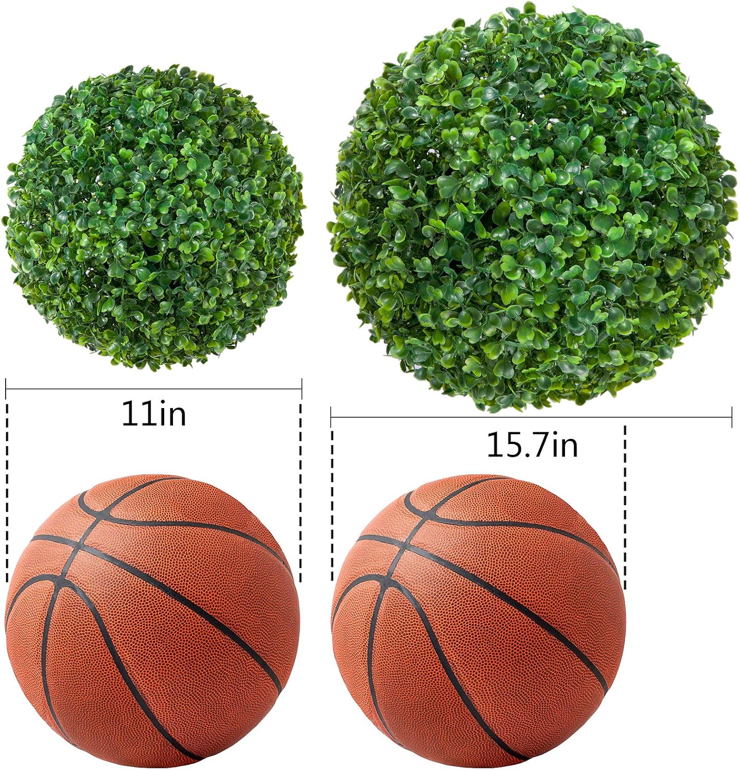 4 Pack Boxwood Artificial Plant Topiary Balls- 16in 3 Layers Realistic Ball Shaped Faux Plant+ 11in Lifelike Decorative Tree Substitution for Home Front Patio Backyard Balcony Garden Wedding Decors -
