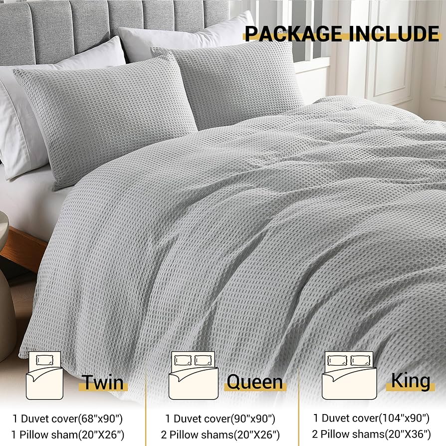 Amazon.com: Rosecret Cotton Waffle Duvet Cover Queen Size