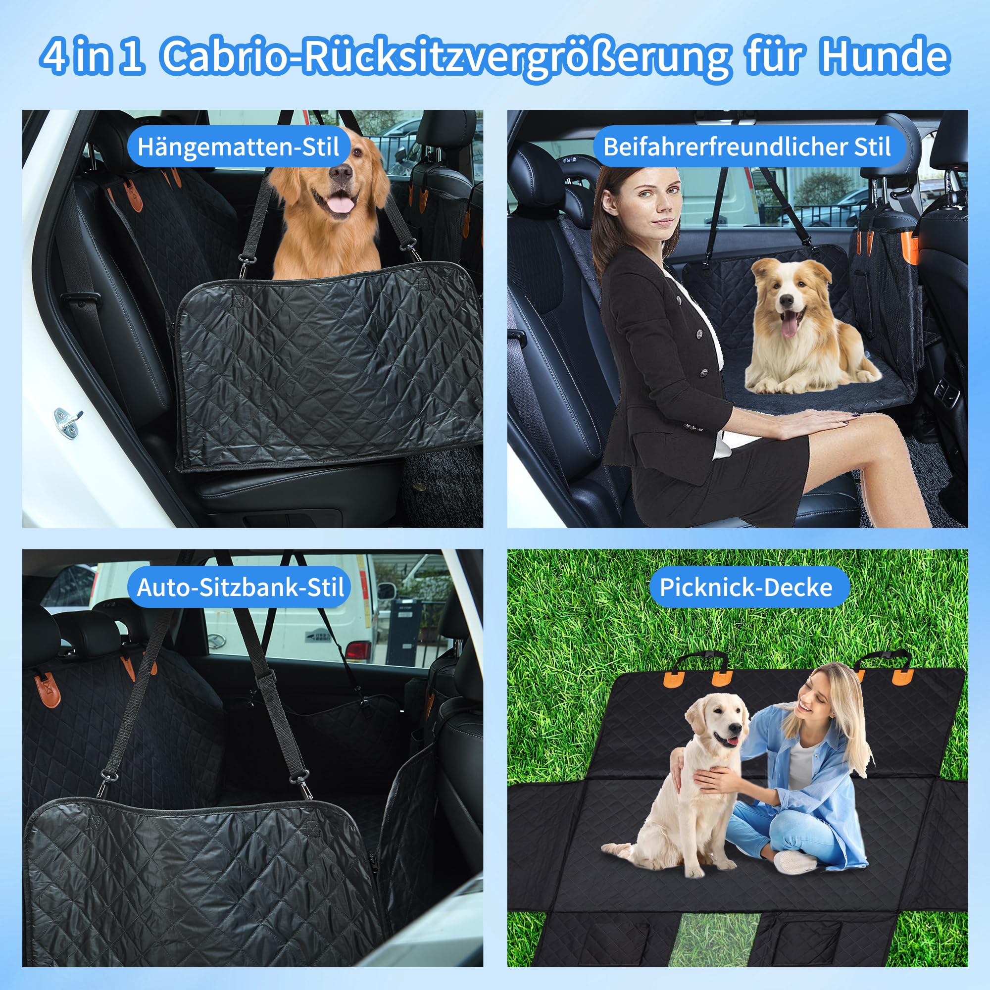 Ampia coperta per cani per il sedile posteriore dell’auto, con fondo rigido, impermeabile, con protezione laterale e finestrella, antigraffio, per il sedile posteriore di SUV, auto e van