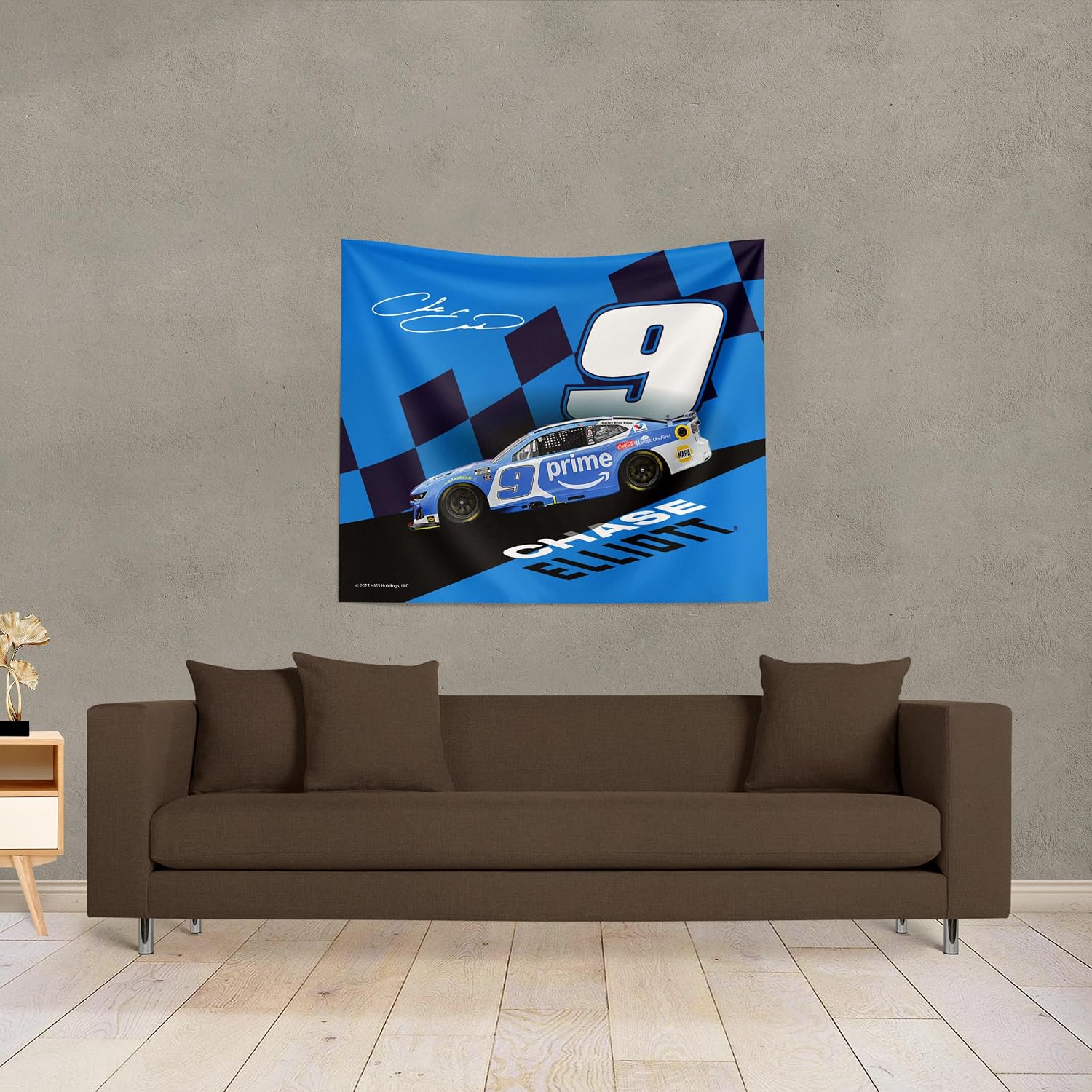Northwest NASCAR Chase Elliott Slanted Track Printed Wall Hanging Tapestry, 34 x 40 in, Woven Polyester Fabric, Decorative Fan Art for Bedroom Office Living Room