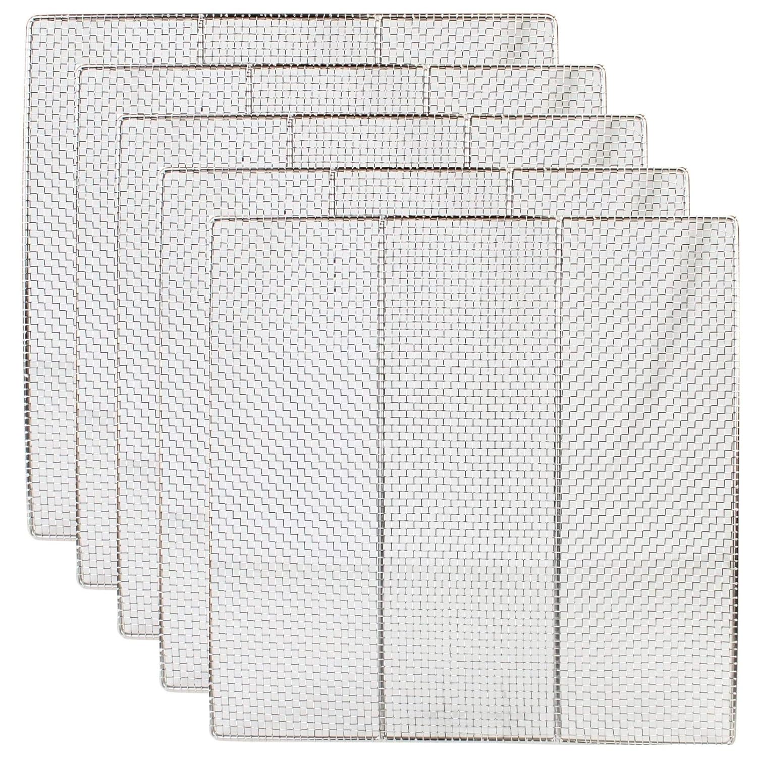 5 Screen Pack, 23 inch x 23 inch Donut Fryer Screen, Made of Stainless Steel, Heavy Duty Construction, 1/4 inch Diameter Outer Frame and Support Rods, 16 Gauge Woven Mesh, Made for Commercial Use