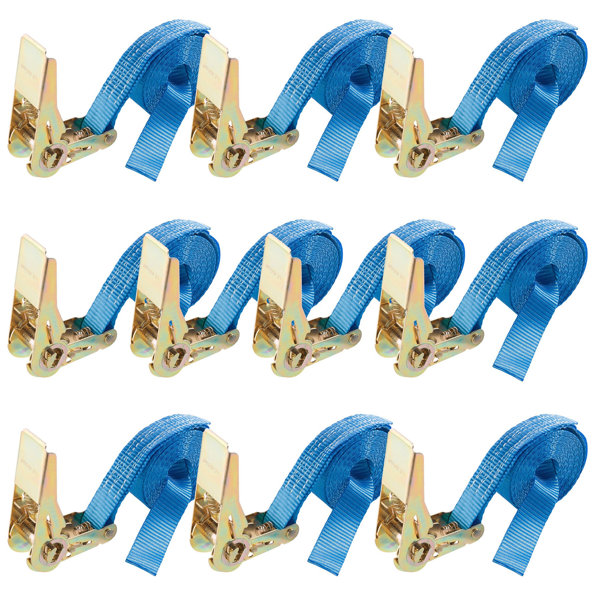 Arebos Spanngurt mit Ratsche einteilig | 10 Stück 800kg 4m | Ratschengurte | Zurrgurte | 25mm | 800 daN 0,8t