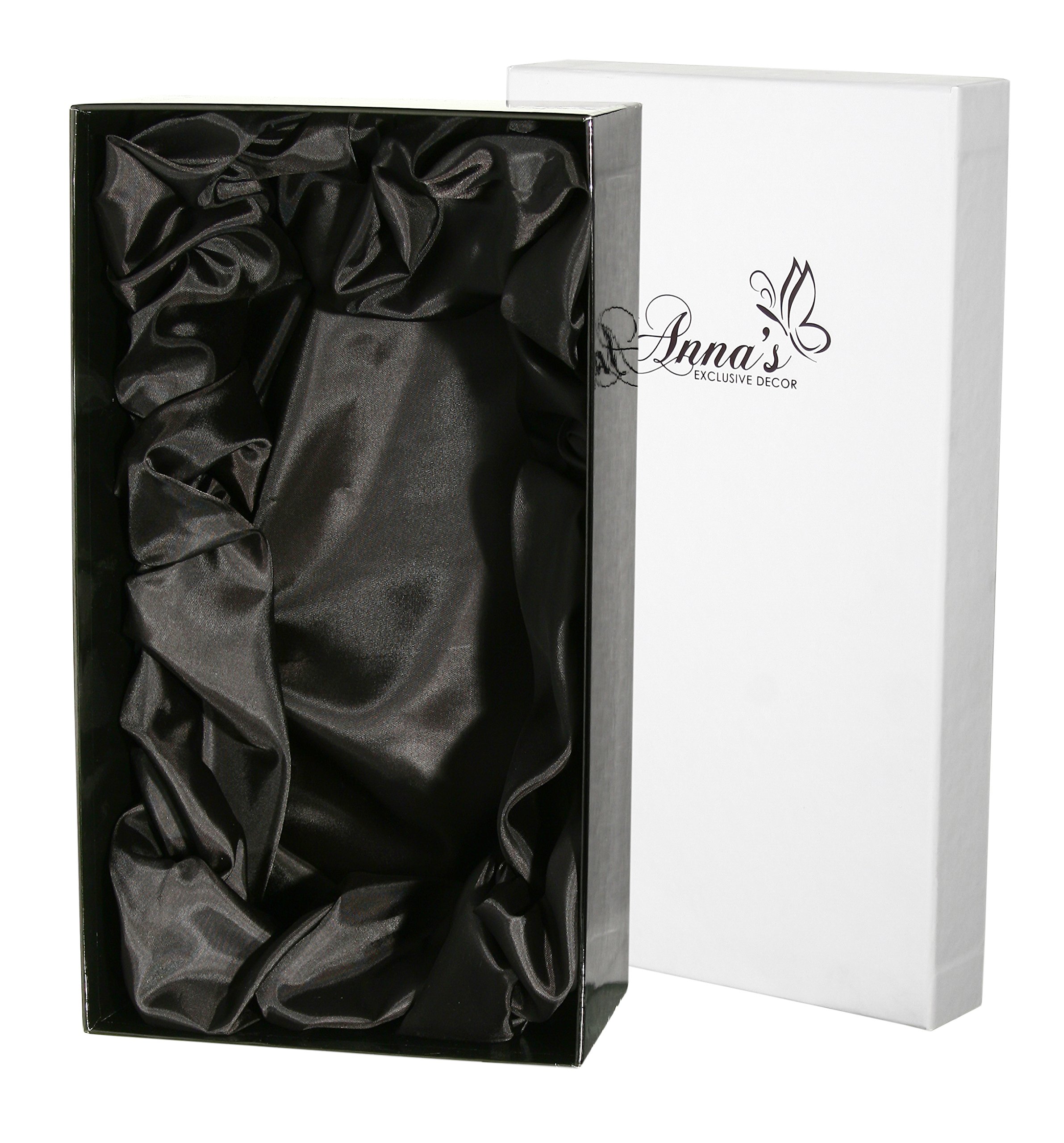 Jarrón de cristal dorado grabado y pintado a mano con hojas de ginkgo dorado – Cristal grueso soplado boca – Elegante decoración del hogar – Caja de regalo dorada – 23 cm