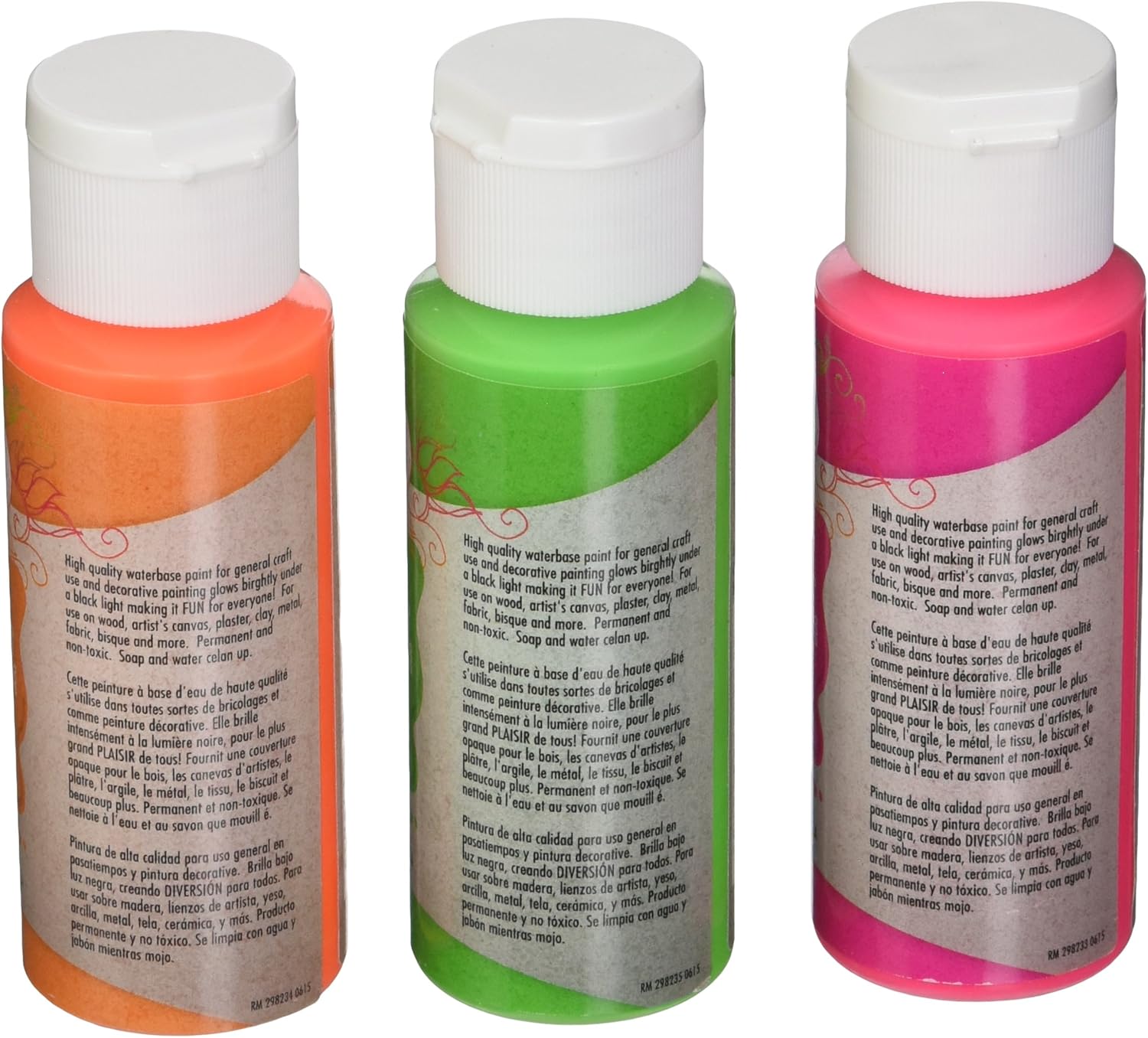Testors 297611 Craft Acrylic Paint Set, Fluorescent Colors, 3 Pack