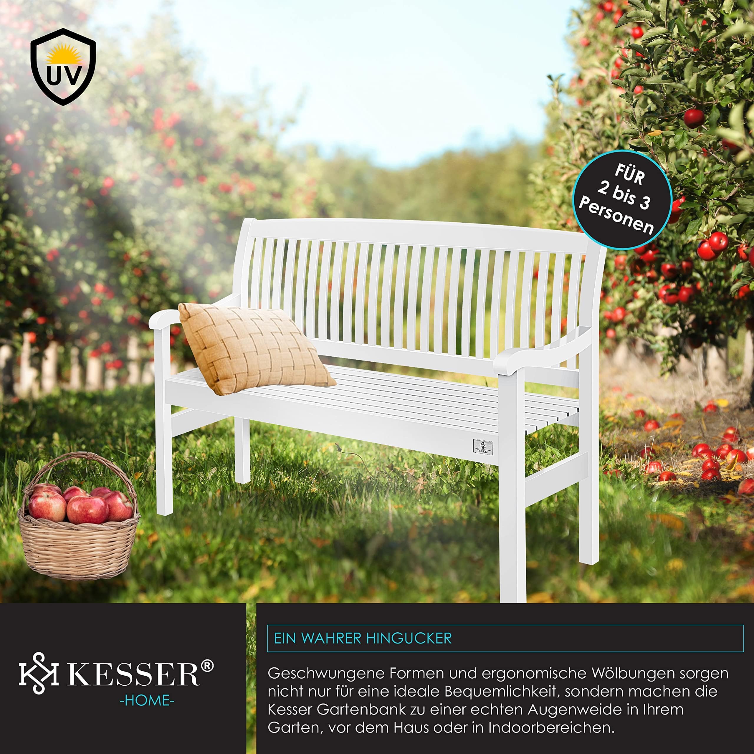 KESSER® Panca da giardino in legno resistente alle intemperie, 125 cm, 2-3 posti, per esterni, balcone in legno massiccio, portata 320 kg, per giardino, terrazza e balcone, con copertura, colore