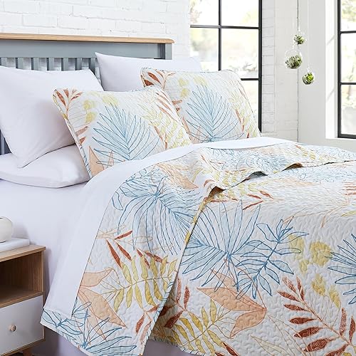 Southshore Fine Living, Inc. Juego de ropa de cama con estampado tropical, colcha acolchada, tamaño individual XL, con temática de selva, colcha disponible en Yaxa Costa Rica