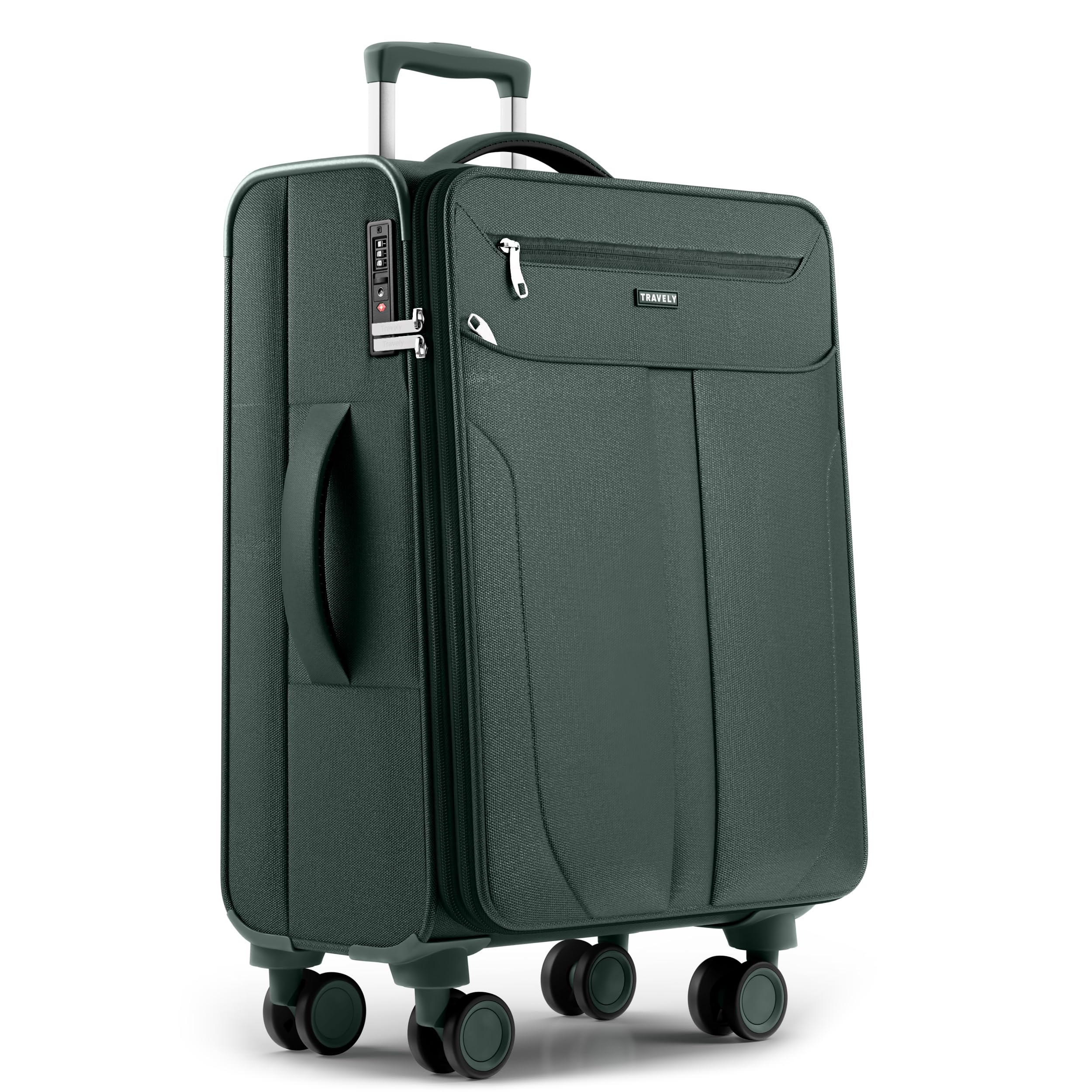 Travely Valise en Tissu L - Valise Taille Moyenne avec 4 roulettes et Cadenas TSA à Combinaison - Valise Souple avec Soufflet Extensible, fabriquée en matériau résistant à la déchirure et déperlant