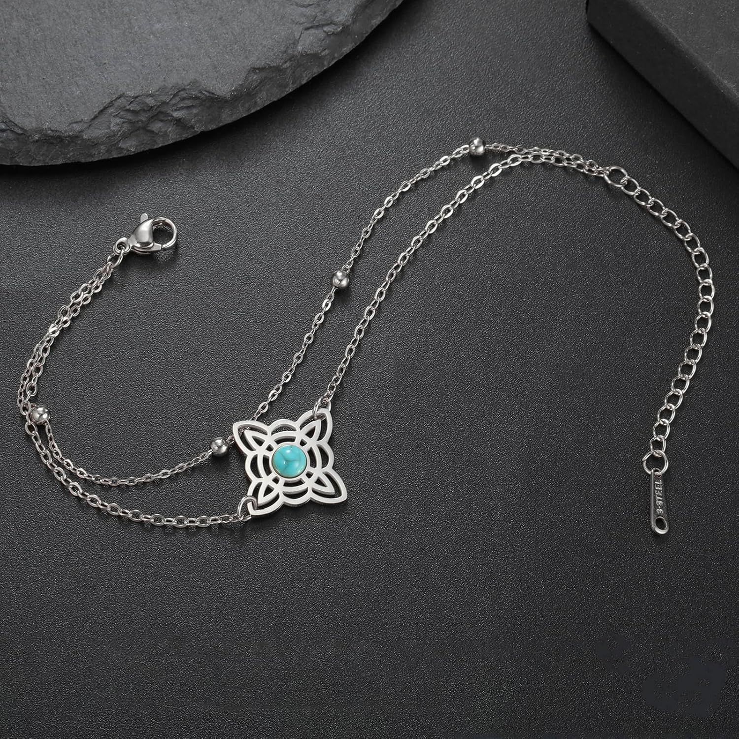 VASSAGO Witches Knot Bracelet Stainless Steel Magic Knot Bracelet Layered Celtic Knot Charm Bracelet for Women Wiccan Symbol Jewelry - Image 3