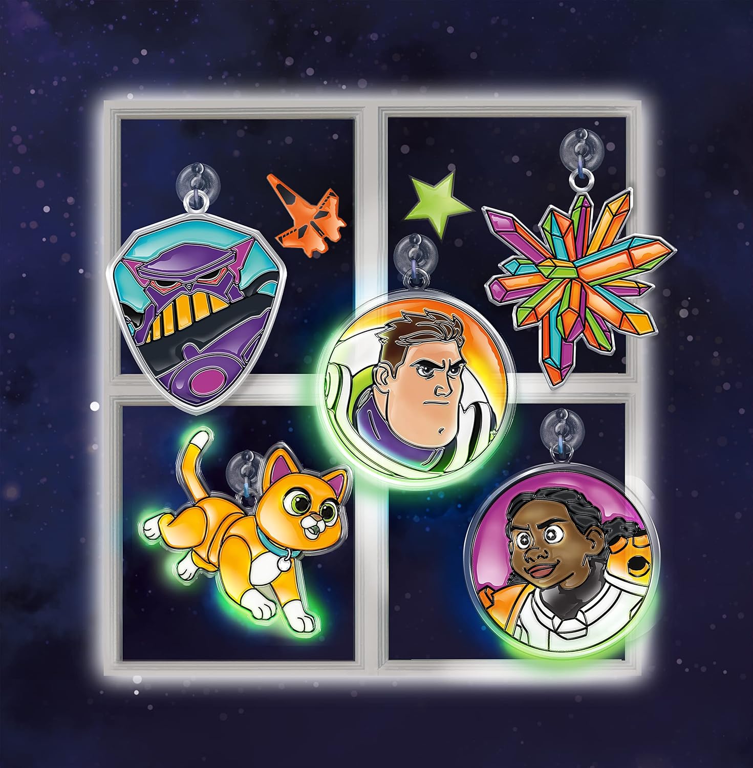 Disney Pixar Lightyear 2-in-1 Glow in The Dark Window Art Kit Makes Suncatchers and Window Stickers