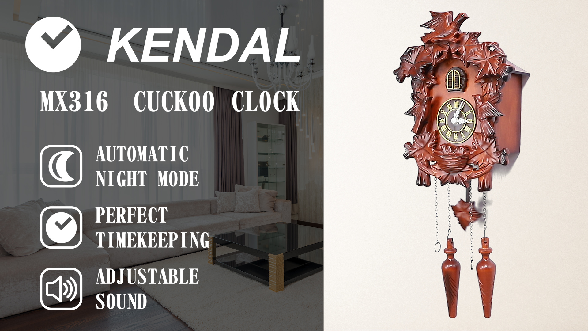 Amazon.com: Kendal Cuckoo Clock Pendulum Quartz Wall Clock Black