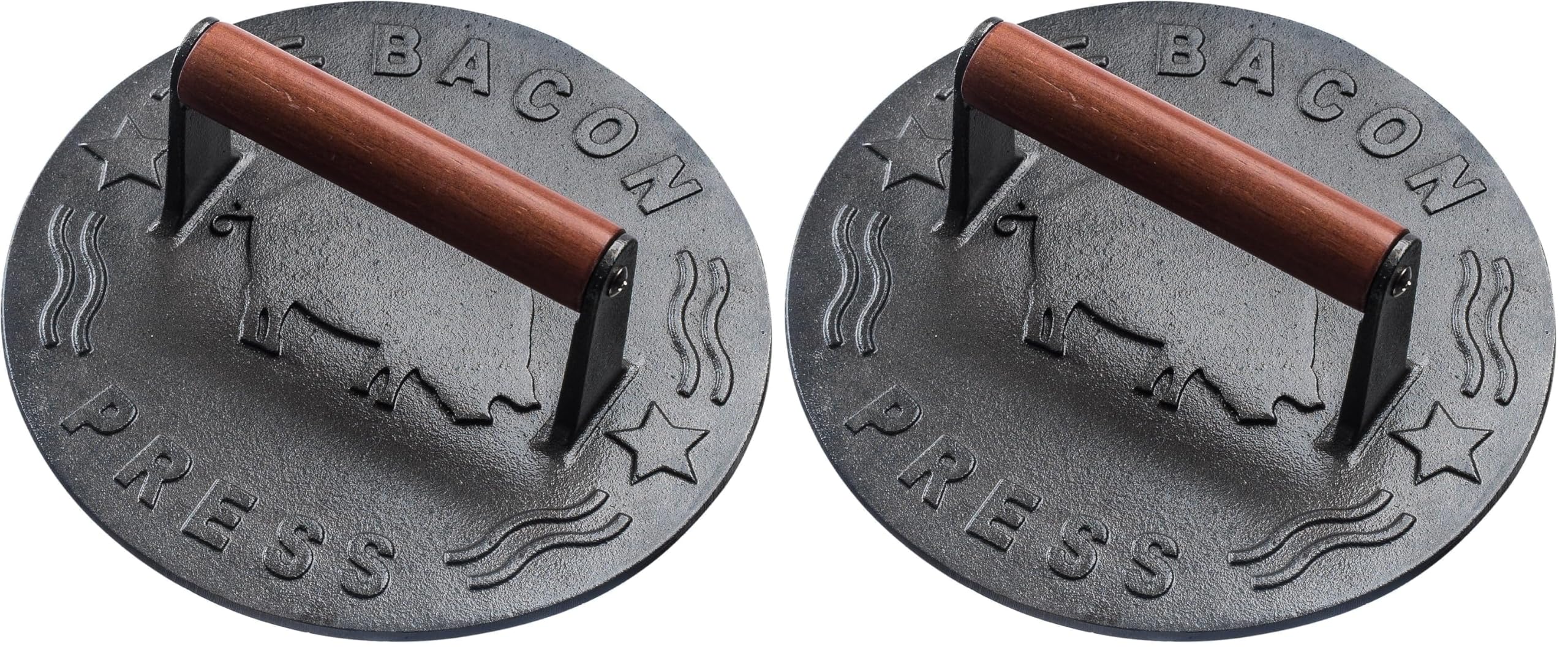 Heavy-Duty Cast Iron Burger Press 7 Inch Round Burger Smasher, Grill Press for Cooking Burgers, Bacon, Sandwiches, Steak, Ground Beef, Meats, Sausages (Pack of 2)