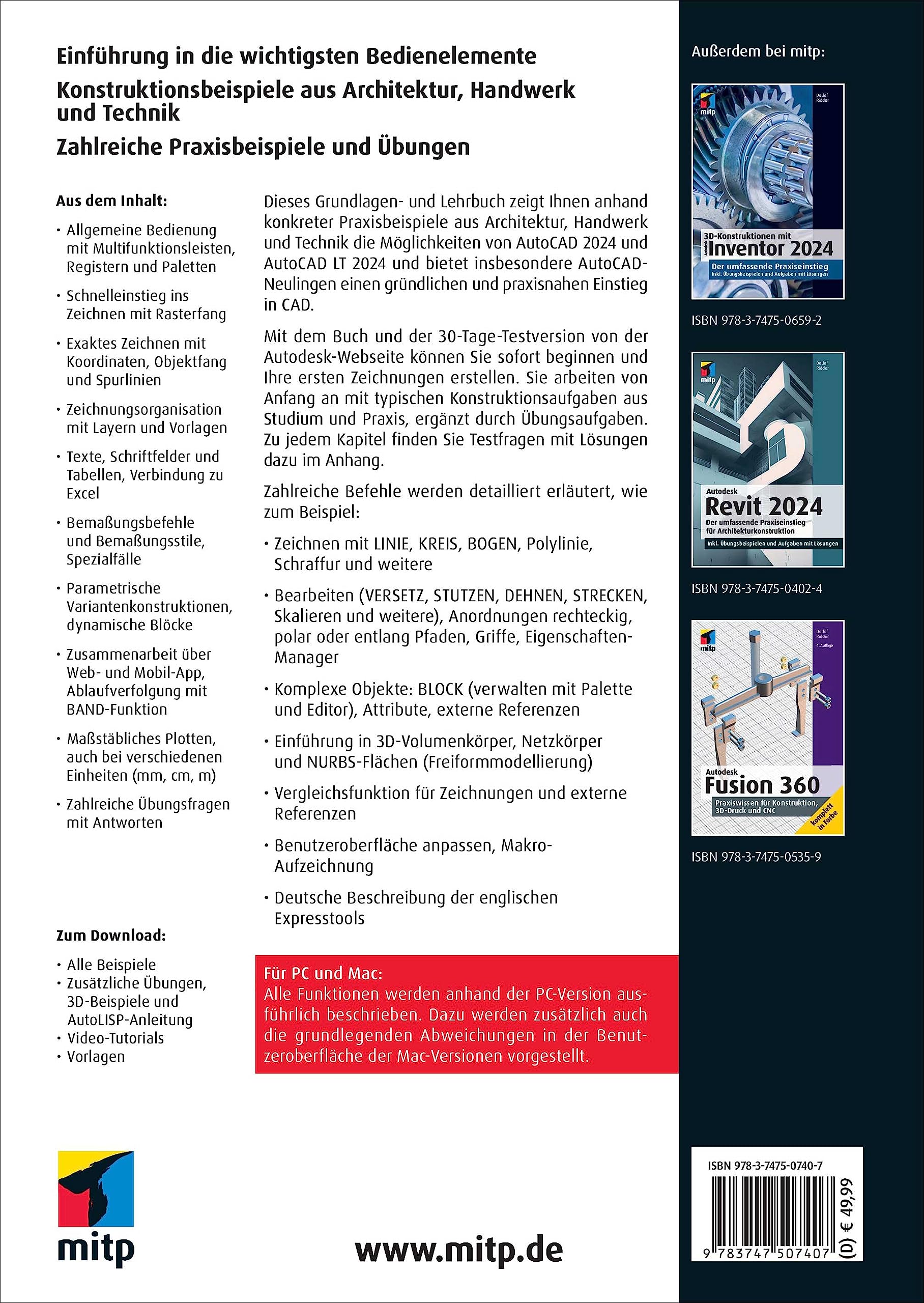 AutoCAD 2024 und AutoCAD LT 2024 für Ingenieure und Architekten: Das umfassende Praxisbuch (mitp Professional)