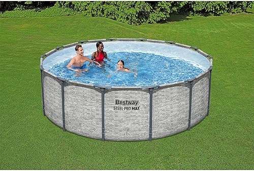 Miniatura 6 de Bestway Steel Pro MAX - Piscina sobre el suelo de 14 pies x 48 pulgadas, juego de piscina para exteriores con estructura de metal redondo con bomba