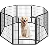 Wide Panel Dog Playpen, 8 Panels 40 inch High Pet Pen with Gate, Portable Indoor Outdoor Fence for Medium/Large Breed Dogs