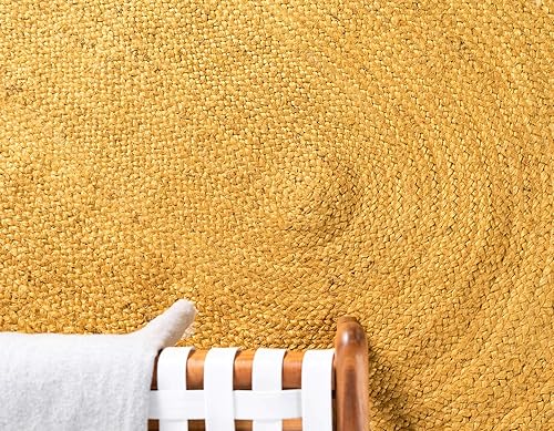 Miniatura 5 de Unique Loom Colección de yute trenzado de calidad clásica hecha natural tejida a mano con detalles de color sólido, alfombra redonda de 3 pies 3