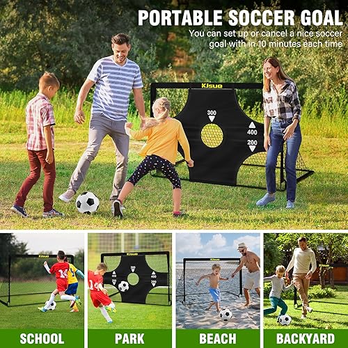 Miniatura 7 de Juego de portería de fútbol infantil para patio trasero 2 de 6 x 4 pies, equipo de entrenamiento de portería de fútbol, red de fútbol para niños de